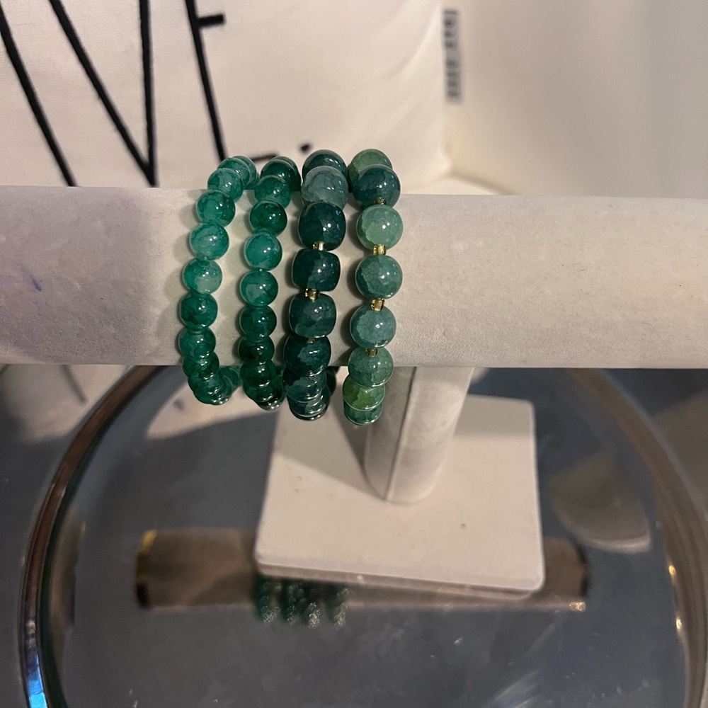 Elegant Green Beaded Bracelet Set